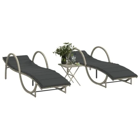 Tumbonas con mesita 2 unidades ratán sintético gris claro by vidaXL, Loungers - Ref: Foro24-368268, Price: 267,75 €, Discount: %