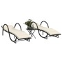 Liegestühle mit Tisch 2 Stück in schwarzem synthetischem Rattan von vidaXL, Liegen - Ref: Foro24-368263, Preis: 266,30 €, Rab...