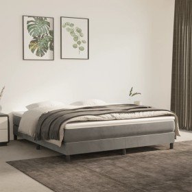 Estructura de cama sin colchón terciopelo gris claro 180x200 cm Estructura de cama sin colchón terciopelo gris claro 180x200 cm