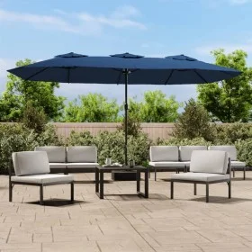 Doppelschirm mit hellblauen LED-Lichtern 449x245 cm von vidaXL, Sonnenschirme - Ref: Foro24-362960, Preis: 203,67 €, Rabatt: %