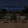 Double umbrella with light blue LED lights 449x245 cm by vidaXL, Umbrellas - Ref: Foro24-362960, Price: 227,43 €, Discount: %