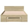Sonoma oak engineered wood bed with drawer 90x200 cm by vidaXL, Beds and slatted bases - Ref: Foro24-3280799, Price: 130,83 €...