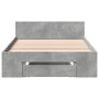 Concrete gray engineered wood bed with drawer 90x200 cm by vidaXL, Beds and slatted bases - Ref: Foro24-3280800, Price: 153,8...