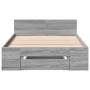Cama con cajón madera de ingeniería gris Sonoma 90x200 cm de vidaXL, Camas y somieres - Ref: Foro24-3280802, Precio: 134,88 €...