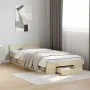 Sonoma oak engineered wood bed with drawer 100x200 cm by vidaXL, Beds and slatted bases - Ref: Foro24-3280792, Price: 131,18 ...