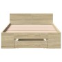 Sonoma oak engineered wood bed with drawer 100x200 cm by vidaXL, Beds and slatted bases - Ref: Foro24-3280792, Price: 132,76 ...