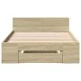 Sonoma oak engineered wood bed with drawer 100x200 cm by vidaXL, Beds and slatted bases - Ref: Foro24-3280792, Price: 131,18 ...