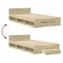 Sonoma oak engineered wood bed with drawer 100x200 cm by vidaXL, Beds and slatted bases - Ref: Foro24-3280792, Price: 131,18 ...