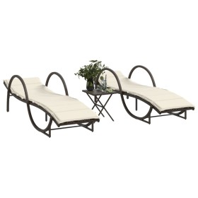 Sonnenliegen mit Tisch 2 Einheiten braunes synthetisches Rattan von vidaXL, Liegen - Ref: Foro24-368264, Preis: 275,46 €, Rab...