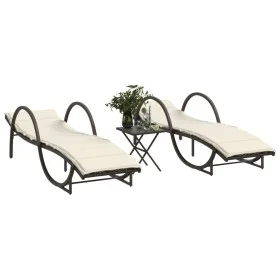 Sun loungers with table 2 units brown synthetic rattan by vidaXL, Loungers - Ref: Foro24-368264, Price: 297,51 €, Discount: %