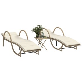 Sun loungers with table 2 units beige synthetic rattan by vidaXL, Loungers - Ref: Foro24-368266, Price: 275,55 €, Discount: %