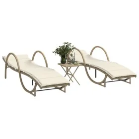 Sun loungers with table 2 units beige synthetic rattan by vidaXL, Loungers - Ref: Foro24-368266, Price: 267,75 €, Discount: %