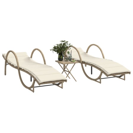 Sonnenliegen mit Tisch 2 Einheiten beige synthetisches Rattan von vidaXL, Liegen - Ref: Foro24-368266, Preis: 287,36 €, Rabat...