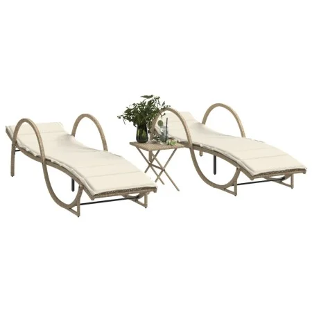 Sonnenliegen mit Tisch 2 Einheiten beige synthetisches Rattan von vidaXL, Liegen - Ref: Foro24-368266, Preis: 267,75 €, Rabat...