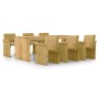 7-piece garden dining table with impregnated pine wood cushions by vidaXL, Garden sets - Ref: Foro24-3065732, Price: 710,25 €...
