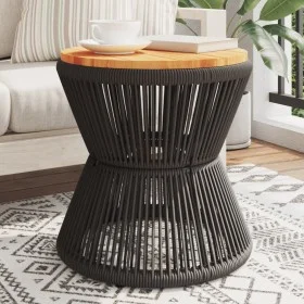 Mesa de centro base de alambre madera acacia negro Ø 45x44 cm by vidaXL, Garden tables - Ref: Foro24-365637, Price: 97,84 €, ...