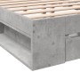 Cama con cajones madera ingeniería gris hormigón 135x190 cm de vidaXL, Camas y somieres - Ref: Foro24-3280772, Precio: 159,31...
