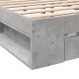Concrete gray engineered wood bed with drawers 135x190 cm by vidaXL, Beds and slatted bases - Ref: Foro24-3280772, Price: 157...