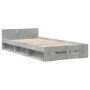 Concrete gray engineered wood bed with drawer 100x200 cm by vidaXL, Beds and slatted bases - Ref: Foro24-3280793, Price: 131,...