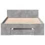 Concrete gray engineered wood bed with drawer 100x200 cm by vidaXL, Beds and slatted bases - Ref: Foro24-3280793, Price: 131,...