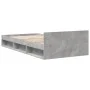 Concrete gray engineered wood bed with drawer 100x200 cm by vidaXL, Beds and slatted bases - Ref: Foro24-3280793, Price: 131,...