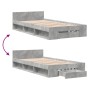 Concrete gray engineered wood bed with drawer 100x200 cm by vidaXL, Beds and slatted bases - Ref: Foro24-3280793, Price: 133,...