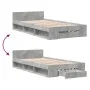 Concrete gray engineered wood bed with drawer 100x200 cm by vidaXL, Beds and slatted bases - Ref: Foro24-3280793, Price: 131,...