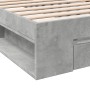 Concrete gray engineered wood bed with drawer 100x200 cm by vidaXL, Beds and slatted bases - Ref: Foro24-3280793, Price: 133,...