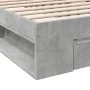 Concrete gray engineered wood bed with drawer 100x200 cm by vidaXL, Beds and slatted bases - Ref: Foro24-3280793, Price: 131,...