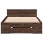 Oak brown engineered wood bed with drawer 90x200 cm by vidaXL, Beds and slatted bases - Ref: Foro24-3280803, Price: 136,95 €,...