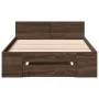 Oak brown engineered wood bed with drawer 90x200 cm by vidaXL, Beds and slatted bases - Ref: Foro24-3280803, Price: 134,76 €,...