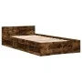 Smoked oak engineered wood bed with drawer 90x200 cm by vidaXL, Beds and slatted bases - Ref: Foro24-3280801, Price: 131,61 €...