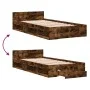 Smoked oak engineered wood bed with drawer 90x200 cm by vidaXL, Beds and slatted bases - Ref: Foro24-3280801, Price: 131,61 €...