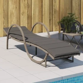 Tumbona con cojín ratán sintético gris 60x199x42 cm by vidaXL, Loungers - Ref: Foro24-368259, Price: 140,72 €, Discount: %