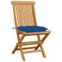 Sillas de jardín 4 uds madera maciza de teca con cojines azules de vidaXL, Sillas de jardín - Ref: Foro24-3062593, Precio: 24...