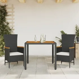 3-piece garden dining set with black synthetic rattan cushions by vidaXL, Garden sets - Ref: Foro24-3277501, Price: 368,02 €,...