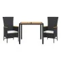 3-piece garden dining set with black synthetic rattan cushions by vidaXL, Garden sets - Ref: Foro24-3277501, Price: 368,02 €,...