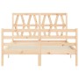 Double bed frame with solid wood headboard by vidaXL, Beds and slatted bases - Ref: Foro24-3194346, Price: 127,12 €, Discount: %