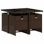 5-teiliges Garten-Essset und braune Kissen aus synthetischem Rattan von vidaXL, Gartensets - Ref: Foro24-3277664, Preis: 356,...