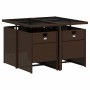 Set comedor de jardín 5 piezas y cojines ratán sintético marrón