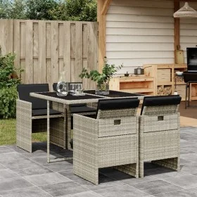 Garden dining set 5 pieces with light gray synthetic rattan cushions by vidaXL, Garden sets - Ref: Foro24-3277666, Price: 356...