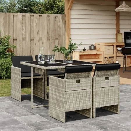 Garden dining set 5 pieces with light gray synthetic rattan cushions by vidaXL, Garden sets - Ref: Foro24-3277666, Price: 356...