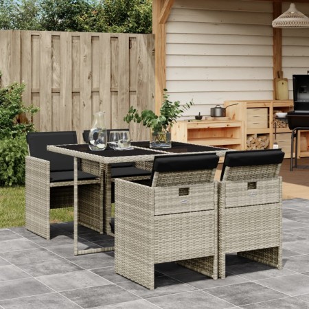 Garten-Essgruppe 5-teilig mit hellgrauen synthetischen Rattankissen von vidaXL, Gartensets - Ref: Foro24-3277666, Preis: 333,...