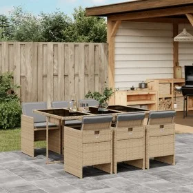 7-piece garden dining set with beige synthetic rattan cushions by vidaXL, Garden sets - Ref: Foro24-3277679, Price: 531,00 €,...