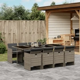 Garden dining set 9 pieces and gray synthetic rattan cushions by vidaXL, Garden sets - Ref: Foro24-3277687, Price: 712,77 €, ...