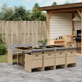9-piece garden dining set with beige synthetic rattan cushions by vidaXL, Garden sets - Ref: Foro24-3277691, Price: 707,04 €,...
