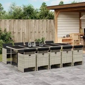 Garden dining set 11 pieces and gray synthetic rattan cushions by vidaXL, Garden sets - Ref: Foro24-3277702, Price: 928,00 €,...