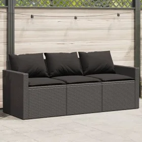 3-seater garden sofa with black synthetic rattan cushions by vidaXL, Outdoor sofas - Ref: Foro24-366341, Price: 215,43 €, Dis...
