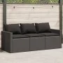 3-seater garden sofa with black synthetic rattan cushions by vidaXL, Outdoor sofas - Ref: Foro24-366341, Price: 215,43 €, Dis...