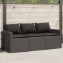 3-Sitzer-Gartensofa mit schwarzen synthetischen Rattankissen von vidaXL, Outdoor-Sofas - Ref: Foro24-366341, Preis: 214,99 €,...